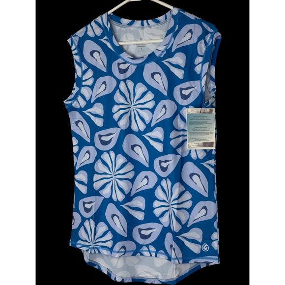 Gymwrap CloudKnit Everyday Tank Top Blue Floral Sleeveless Shirt Women’s Small - Picture 5 of 14